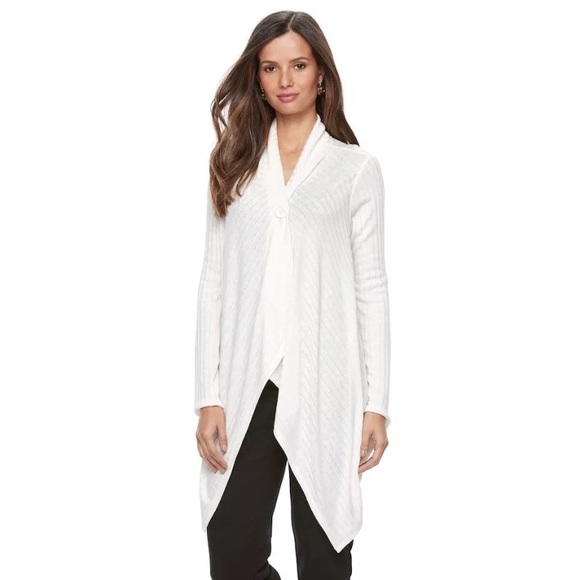 Sweaters - LAST ONE! w/TAG Light FLYAWAY Open CARDIGAN- White
